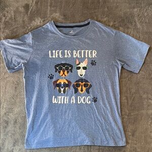 Life Is Better With A Dog Graphic Tee - Blue Dog Lovers Shirt